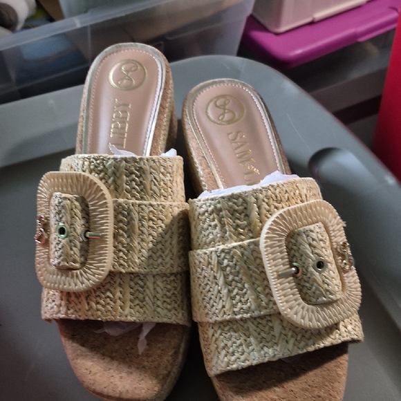 Sam Edelman Tan Woven Wedges - Picture 1 of 7